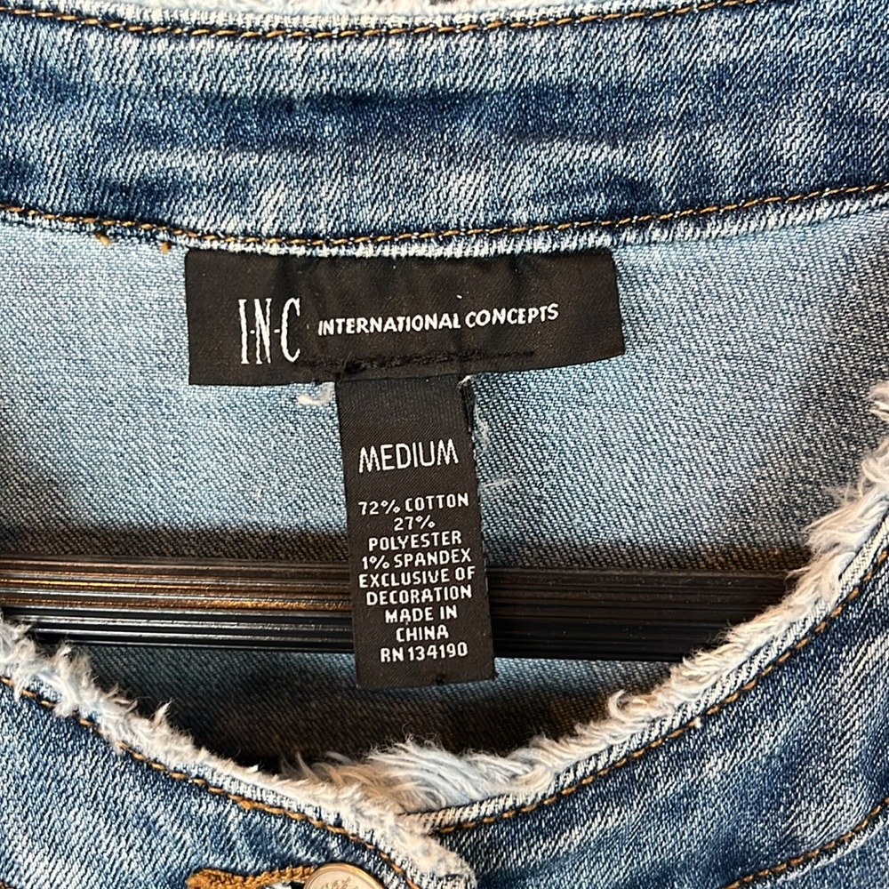 INC fringe Blue Jean Jacket Classic Design - Picture 3 of 4